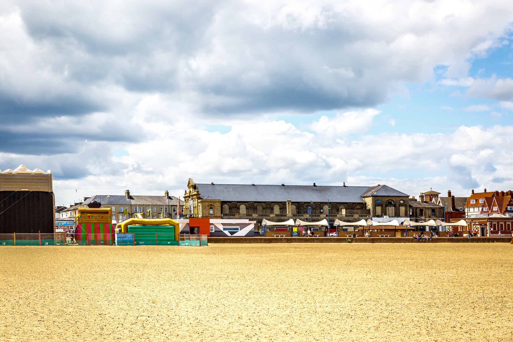 View of a set of attractions for children on Great Yarmouth beac