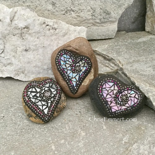 Mosaic Heart Garden Stone